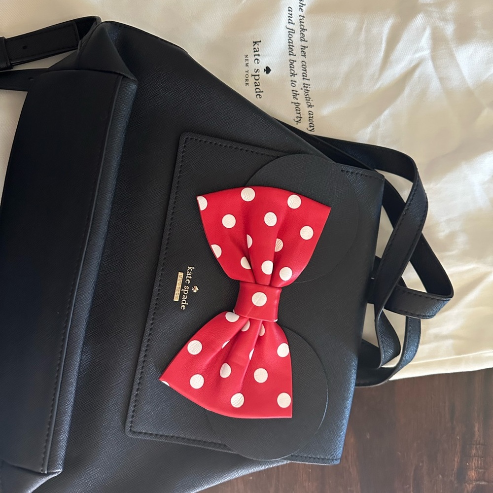 kate spade black crossbody with red polka dot bow NEW